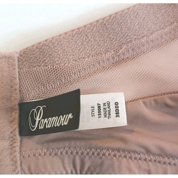 Paramour  T Shirt Bra Size 38DDD Mauve Pink Underwire Back Closure Mesh  135087 - Picture 4 of 7